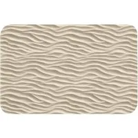 OnlyWow Badematte Sand - Wellen - Beige, Höhe 10 mm, Polyester, Rechteckig, Badezimmerteppich, Badteppich, Rutschfest, Badvorleger, Waschbar
