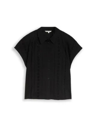 Denim Tom Tailor - Bluse mit Lochstickerei deep black - Gr. - XS