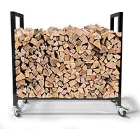 Quick Star Kaminholzregal Metall Kaminholzregale Außen mit Rollen 65 x 65 / 90 x 90 cm, BxTxH:65x25x65 cm, Mit Laufrollen und Feststellbremse