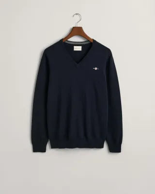 GANT - Klassischer V-Neck Pullover aus Baumwolle evening blue - Gr. - XXXL
