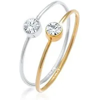 Elli Ring-Set Solitär Kristalle (2 tlg) 925 Bicolor, Ring Set