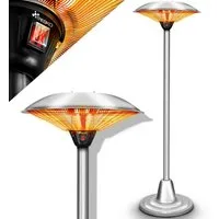 TRESKO Heizstrahler Infrarot Heizpilz, Wärmestrahler Terrasse elektrisch Heizstufen, 2500 W, Terrassenstrahler Innen & Außen, Standheizstrahler mit LED-Anzeige