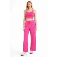 fashionshowcase Palazzohose Damen Crinkle – Weite Sommerhose elastischer Bund hoher Bund, elastischer Tunnelzug