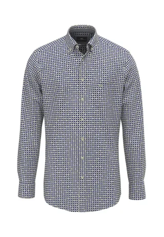 Fynch Hatton - Hemd mit Allovermuster blau - Gr. - 3XL
