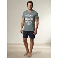 Henry Terre Shorty Pyjama Set Kurz - Vintage Blaue Shorts