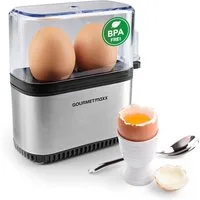GOURMETmaxx Eierkocher kompakt für 2 Eier, 250 W, für perfekte Frühstückseier,  mit Messbecher & Ei-Pick