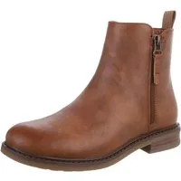 Ital-Design Eleganter Chelsea-Boot mit Reißverschluss für Damen Stiefelette (90648926) Blockabsatz Flache Stiefeletten in Camel