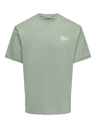 only & sons - T-Shirt mit Backprint grün - Gr. - M