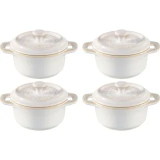 Staub Mini Cocotte Set 4-tlg. rund, Keramik, elfenbein-weiß