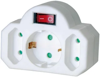 Brennenstuhl Mehrfachsteckdose Steckdosenadapter 3-fach mit Schalter (Zwischenstecker bestehend aus 2 x Eurosteckdose und 1 x Schutzkontakt) weiß
