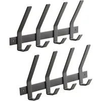 SO-TECH® Garderobenleiste Hakenleiste Blackline ALBA schwarz pulverbeschichteter Stahl (Spar-Set, 2 St), Breite 345 mm mit 4 Doppelhaken groß, inkl. Befestigungsset