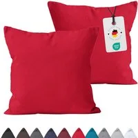 Carpe Sonno Kissenbezug 40x40 40x80 80x80 Baumwoll Kopfkissen Bezug Kissenhülle Kissenbezug, (2 Stück), Renforce Kissenbezüge 40x40 cm, Uni Rot einfarbig