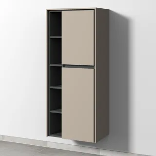 Sanipa Twiga Stauraumschrank mit 2 Türen und offenen Fächern, Sandgrau-Matt, SY10567 SY10567