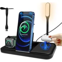 LA CUTE Faltbare 3-in-1 Wireless Charging Station mit LED-Lampe und Ventilator Wireless Charger (2000,00 mA, Kompaktes 3-in-1 Set: Wireless Charger, USB-C Kabel, Bedienungsanleitung, 3-in-1 Wireless Charging Station, USB-C Kabel, Bedienungsanleitung,