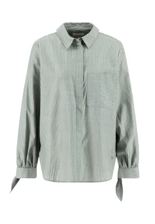 FYNCH-HATTON - BLOUSE KNOT LS STRIPE moss green - Gr. - 38