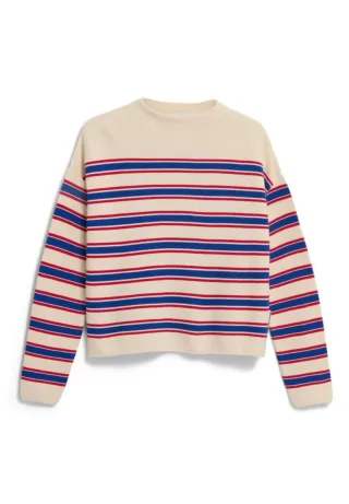 Armedangels - GESTREIFTER STRICKPULLOVER - Merinaa beige/blau/rot - Gr. - M