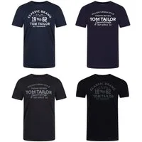 TOM TAILOR T-Shirt Herren Printshirt Regular Fit (Vorteilspack, 4-tlg) Kurzarm Tee Shirt mit Rundhalsausschnitt aus 100% Baumwolle