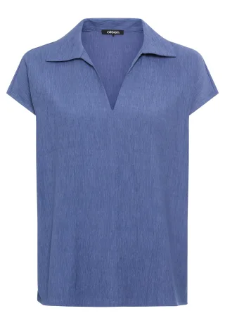 Olsen - Blouse Woven Short Sleeves indigo - Gr. - 40