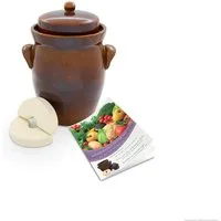 KERAZO Fermentationsglas KERAZO 5L Gärtopf Sauerkrauttopf Gurkentopf Rumtopf inkl. Deckel+Stein, Keramik, Mit Wasserrinne, robuste Keramik, lebensmittelecht, für Sauerkraut