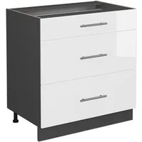 Vicco Unterschrank Fame-Line Weiß Hochglanz/Anthrazit, 80cm, ohne Arbeitsplatte (1-St)