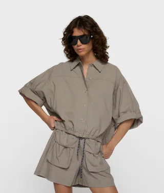 10DAYS - wide crinkle jacket fog - Gr. - S