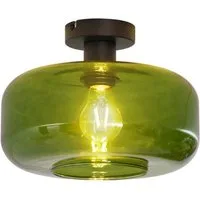 Qazqa Deckenleuchte Bizle, ohne Leuchtmittel, Extra-Warmweiß, QAZQA Deckenleuchte, e27, Schwarz, Glas, Retro