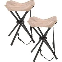Koopman Campinghocker Klapphocker Anglerhocker Niedrig 40 cm Beige 2 er Set (Set, 2 St., Packung), Klapphocker, 2er Set, Angeln Garten, Tragetasche