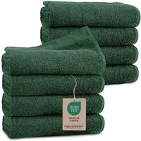 Hausfelder Handtücher Handtuch 8er Set, 100% Baumwolle, Dunkelgrün, 8 Handtücher 50x100cm, Baumwollfrottee (8-St), hautfreundlich, saugstark,100% Baumwolle