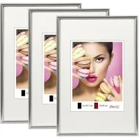 IDEAL TREND Bilderrahmen 2er 3er 5er Pack Photo Style Set Bilderrahmen Wanddeko Collage Poster, für 3 Bilder (3 St), Hochwertiger Kunststoffrahmen halbrunde Leiste Echtglas MDF-Rückwand