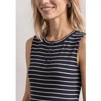 STREET ONE Midikleid ommerkleid mit Streifen und im Strukturmix und Knopfdetail
