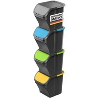 Gardissimo Mülltrennsystem Stack 4 tlg. Mülleimer Mülltrenner Abfalleimer Müllsortierer 100 Liter, 4 Eimer mit je 25 Liter Fassungsvermögen