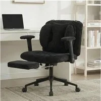 Leawin Drehstuhl Ergonomischer Bürostuhl mit Air-Lordosenstütze, Breiter Drehstuhl mit Rollen, weich gepolstert bis 150 kg