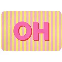 OnlyWow Badematte Text - Streifen - Rosa, Höhe 10 mm, Polyester, Rechteckig, Badezimmerteppich, Badteppich, Rutschfest, Badvorleger, Waschbar