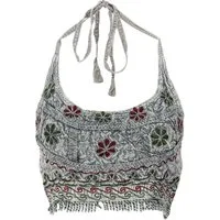 Guru-Shop T-Shirt Goa Top, Psytrance Bandeau Top - granitgrau Festival, Ethno Style, Hippie, Psychedelic, alternative Bekleidung