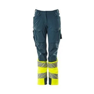 MASCOT Damen Hose mit Knietaschen ACCELERATE SAFE Dunkelpetroleum / Hi-vis Gelb 50 - 19178-511-4417-76C50