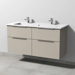 Sanipa 3way Keramik-Set Venticello Keramik-Doppelwaschtisch und Unterbau mit 4 Auszügen, Kaschmir-Ma UP3291U