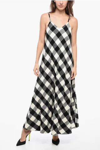 W'S ARCHIVE CHECK LANGES KLEID in Schwarz & Weiß