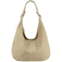 ITALYSHOP24 Schultertasche Made in Italy Damen Leder Tasche Shopper Umhängetasche Hobo Beutel Bag, Henkeltasche Veloursleder Alltagstasche, unter dem Arm tragbar, leicht