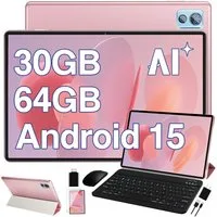 DEERTiME Android 15 Tablet 30GB RAM 64GB Speicher/erweiterbar auf bis 2TB Tablet (10,1", 64 GB, Android 15, 6000mAh, Gemini AI, 5G WiFi, Widevine L1, mit Tastatur/Maus)