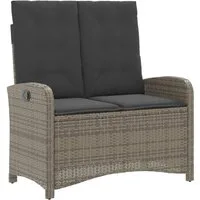 vidaXL Gartenbank Gartenbank Verstellbar mit Kissen Grau Poly Rattan (1-St)