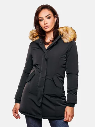 Marikoo Damen Winter Parka Karmaa mit abnehmbarem Kunstfellkragen