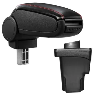 Armlehne Mittelarmlehne Leder Bezug Schwarz / Rot für Seat Leon 3 III 5F 2012-