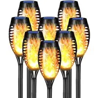 LQWELL LED Solarleuchte Solarleuchten Solar Fackellicht für Außen Garten, LED Solarlampe, mit Realistischer Flammeneffekt, IP65 Wasserdicht
