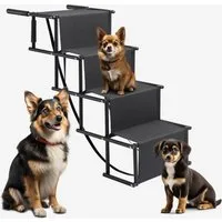 JEOBEST Hunderampe Tiertreppe 4 Stufen Einstiegshilfe für Auto, Bett, Sofa, (Stück, 1-St., Klappbar Rampe) Höhenverstellbar, Leicht zu Reinigen