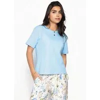 SASSYCLASSY T-Shirt Rundhals T-Shirt für Damen Legeres Top aus Baumwolle in lockerer Passform