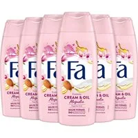 FA Duschgel pflegende Duschcreme Cream & Oil Magnolia, 6x 250 ml, 6-tlg., mit milder, veganer Formel
