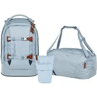 Satch Schulranzen Schulrucksack-Set PACK Nordic Ice Blue 3-teilig (3-teilig), ergonomisch, Your-Size-System: auf Körpergröße anpassbar