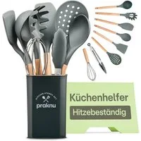 Praknu Kochbesteck-Set Silikon Küchenutensilien Set – 8 - teiliges Kochbesteck, (Set, 8-tlg), Küchen Accessoires Zubehör Haushalt Set & Halterung / Aufhängeschlaufe