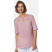 GOLDNER Kurzarmbluse Feminine Bluse mit aufregender Ausschnittlösung