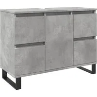 vidaXL Badezimmer-Set Waschbeckenunterschrank Betongrau 80x33x60 cm Holzwerkstoff, (1-St)